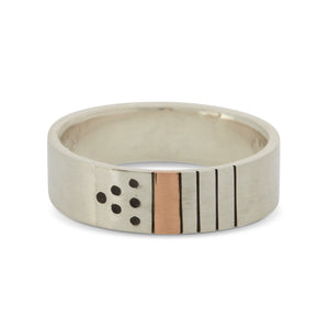 Rose Gold 5+6 Morse Code Ring