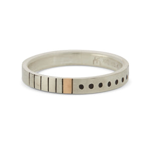 Yellow Gold 7+9 Morse Code Ring